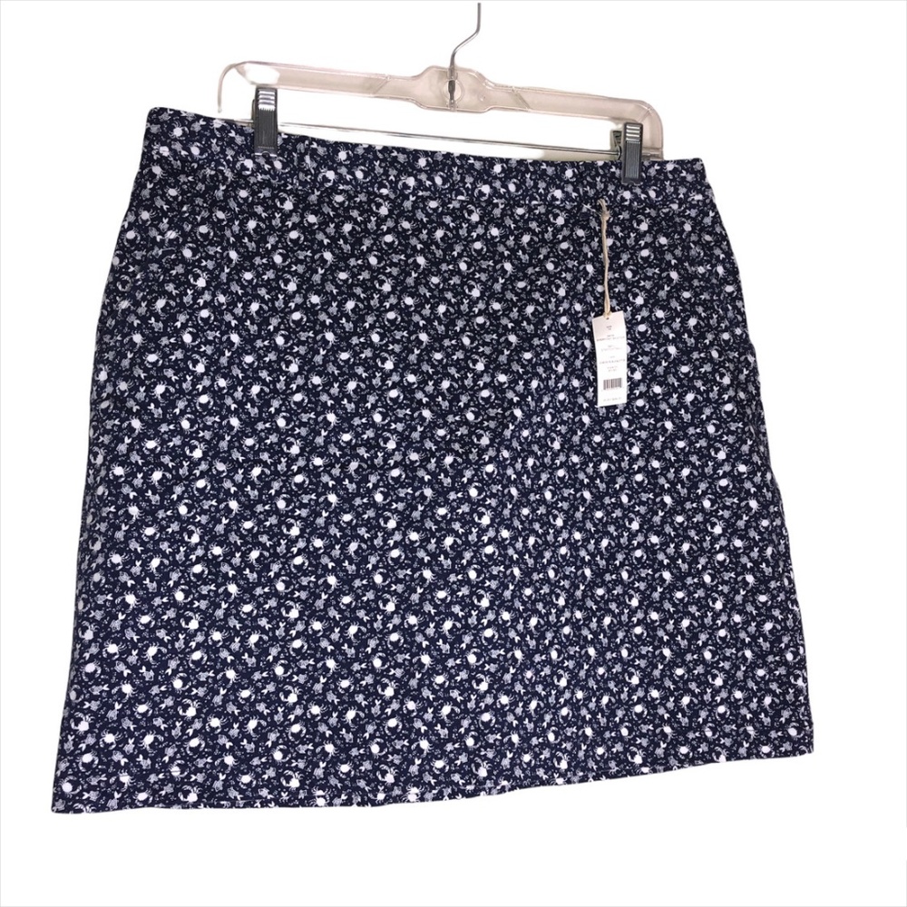 Women's DOCKERS Stretch Twill Navy Blue Lobster Print Short Skorts Size 14